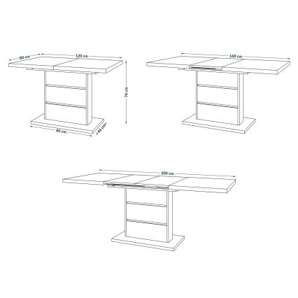 Rozkládací jídelní stůl PAOLO 120/160/200x80 cm dub craft/černá