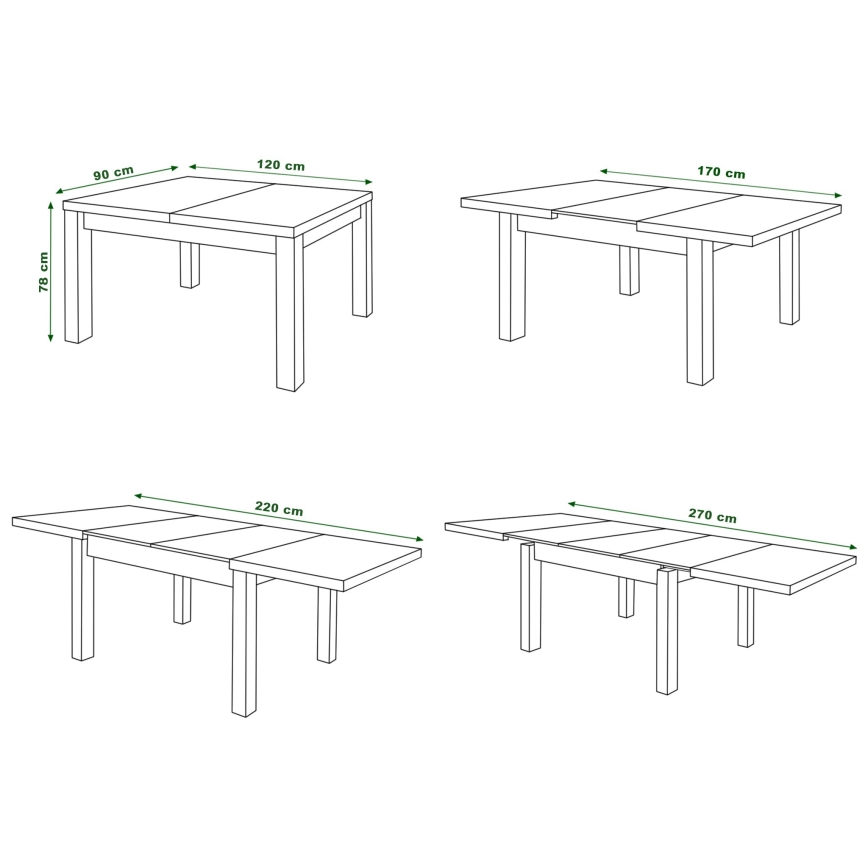 Rozkládací jídelní stůl pro 12 osob RALF 120/270x90 cm bílá