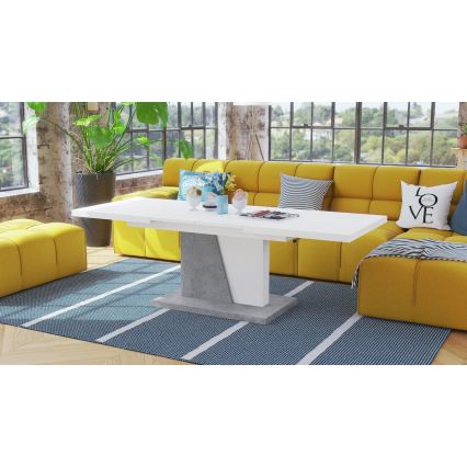 Rozkládací jídelní stůl se zvedací deskou NINO 120/150/180x70 cm bílá/šedá beton