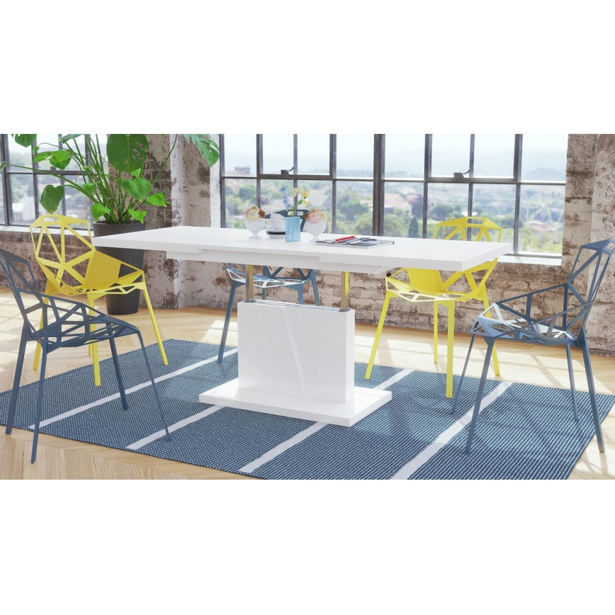 Rozkládací konferenční/jídelní stůl se zvedací deskou NINO  120/150/180x70 cm bílá