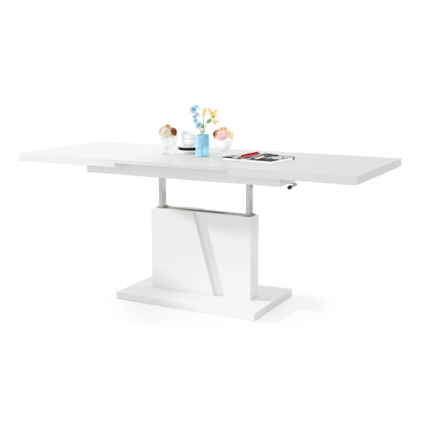 Rozkládací konferenční/jídelní stůl se zvedací deskou NINO  120/150/180x70 cm bílá