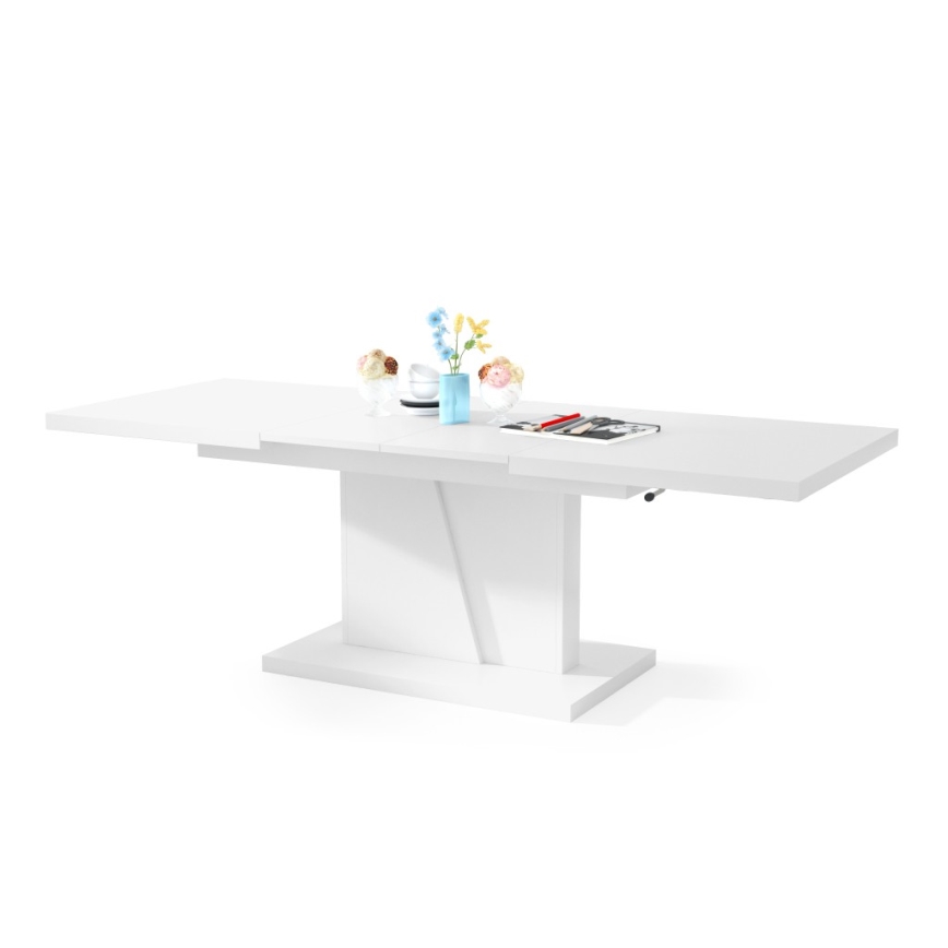 Rozkládací konferenční/jídelní stůl se zvedací deskou NINO  120/150/180x70 cm bílá
