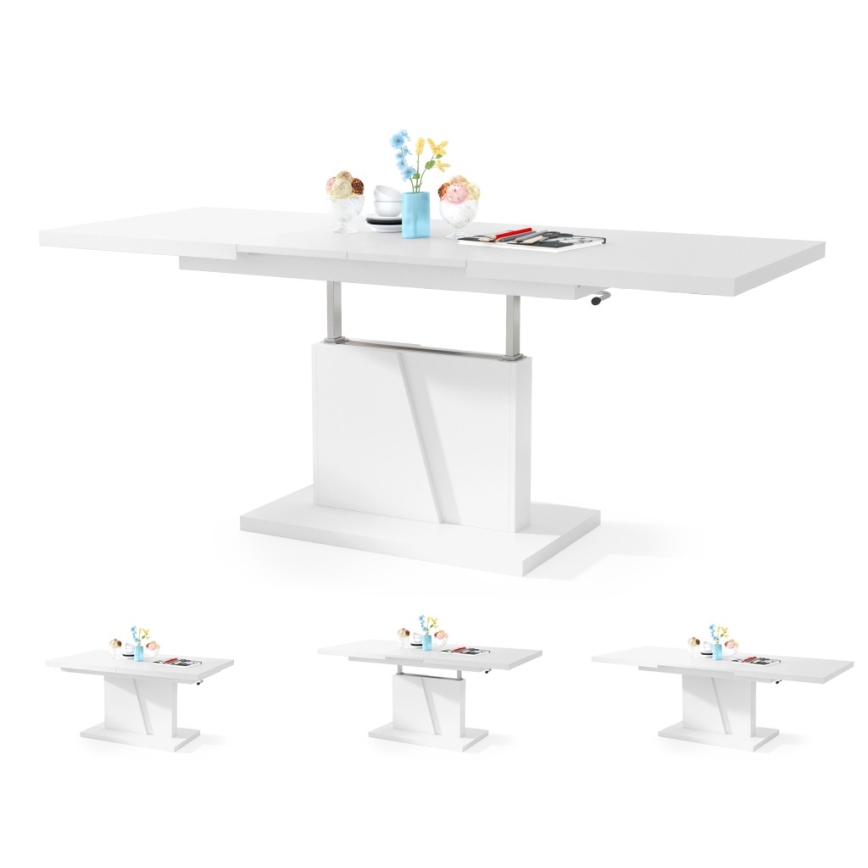 Rozkládací konferenční/jídelní stůl se zvedací deskou NINO  120/150/180x70 cm bílá