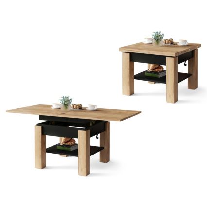 Rozkládací konferenční/jídelní stůl se zvedací deskou CALEB dub craft/černá