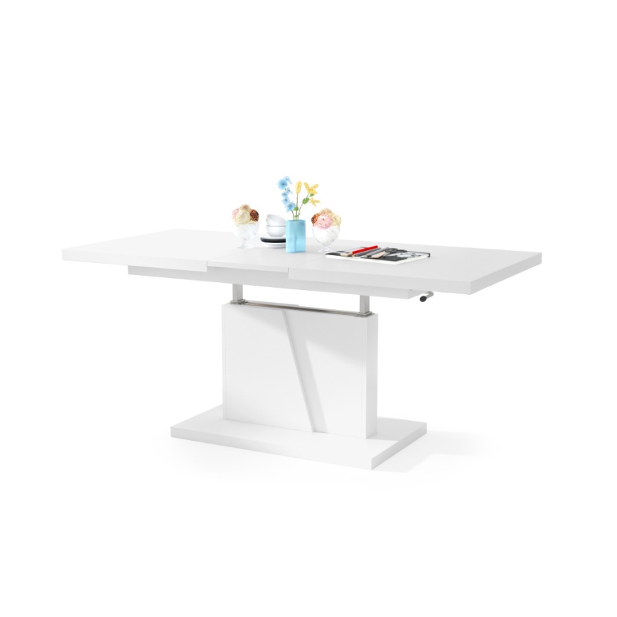 Rozkládací konferenční/jídelní stůl se zvedací deskou NINO bílá
