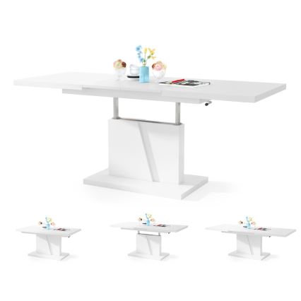 Rozkládací konferenční/jídelní stůl se zvedací deskou NINO bílá