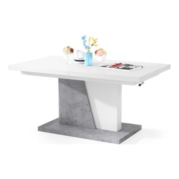 Rozkládací konferenční/jídelní stůl se zvedací deskou NINO bílá/šedá beton