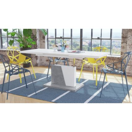 Rozkládací konferenční/jídelní stůl se zvedací deskou NINO bílá/šedá beton