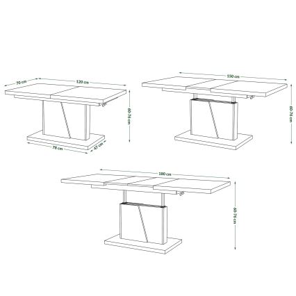 Rozkládací konferenční/jídelní stůl se zvedací deskou NINO bílá/šedá beton