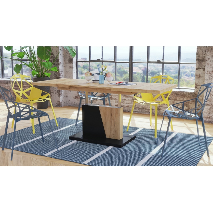 Rozkládací konferenční/jídelní stůl se zvedací deskou NINO dub craft/černá