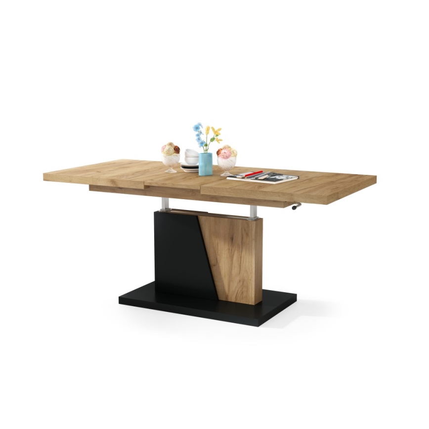 Rozkládací konferenční/jídelní stůl se zvedací deskou NINO dub craft/černá