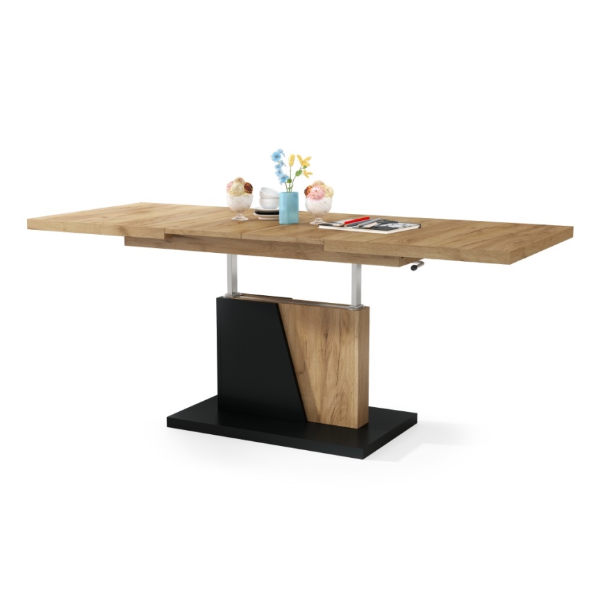 Rozkládací konferenční/jídelní stůl se zvedací deskou NINO dub craft/černá