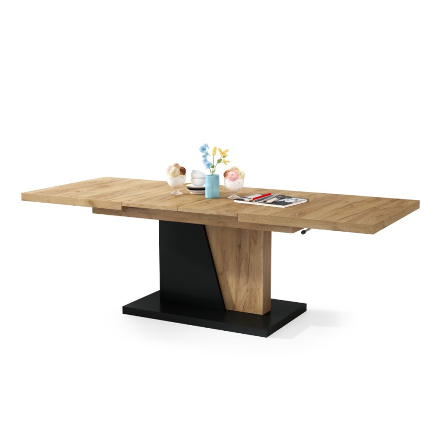 Rozkládací konferenční/jídelní stůl se zvedací deskou NINO dub craft/černá