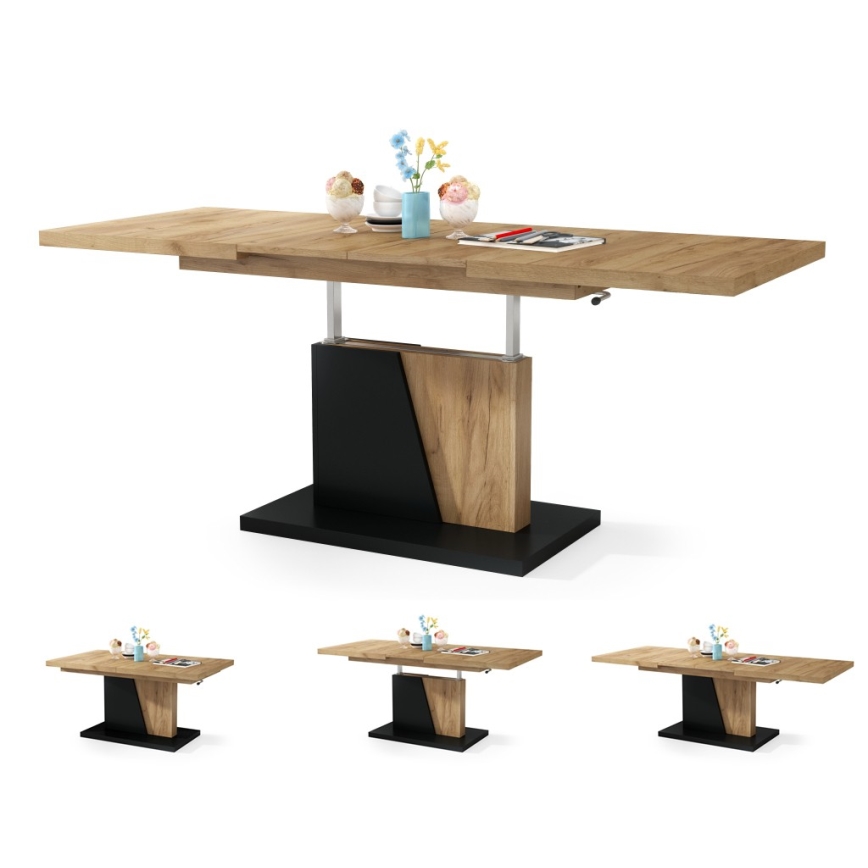 Rozkládací konferenční/jídelní stůl se zvedací deskou NINO dub craft/černá
