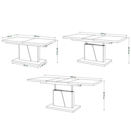 Rozkládací konferenční/jídelní stůl se zvedací deskou NINO dub craft/černá
