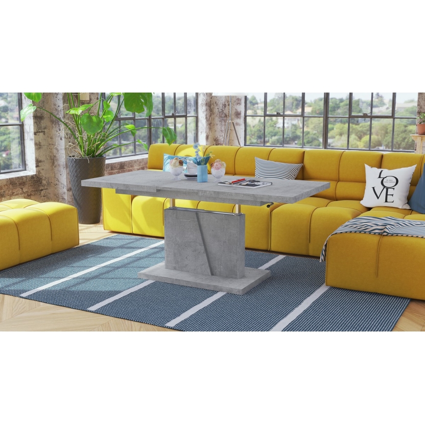 Rozkládací konferenční/jídelní stůl se zvedací deskou NINO šedá beton