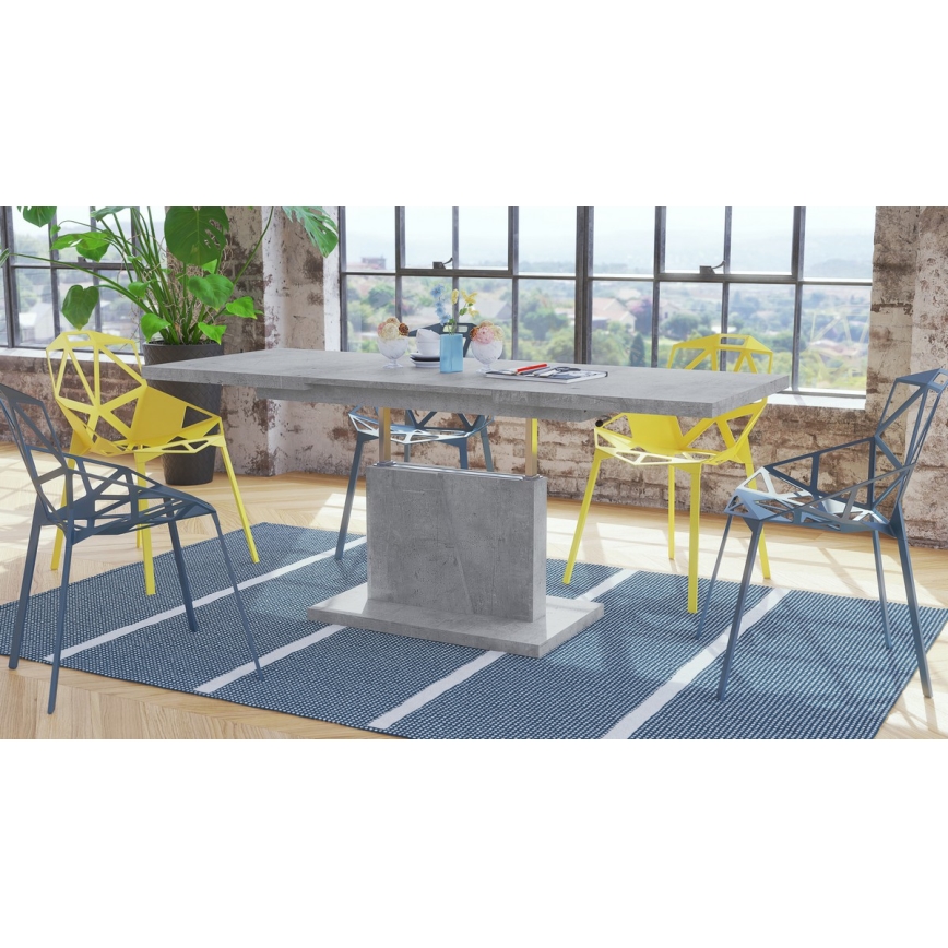 Rozkládací konferenční/jídelní stůl se zvedací deskou NINO šedá beton