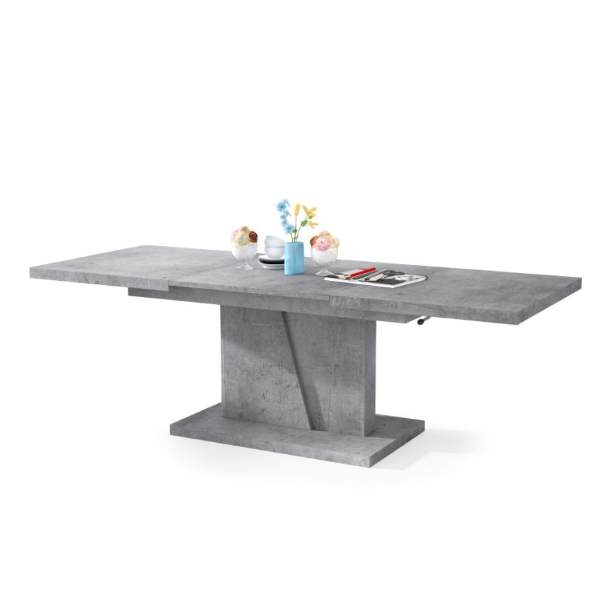 Rozkládací konferenční/jídelní stůl se zvedací deskou NINO šedá beton