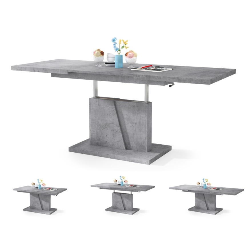 Rozkládací konferenční/jídelní stůl se zvedací deskou NINO šedá beton