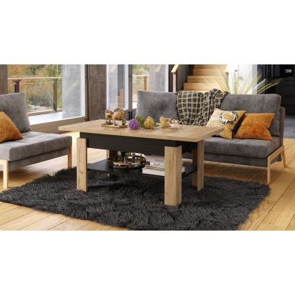 Rozkládací konferenční se zvedací deskou ROY 130/170x65 cm dub craft/černá