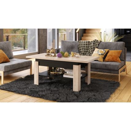 Rozkládací konferenční se zvedací deskou ROY 130/170x65 cm dub sonoma/černá