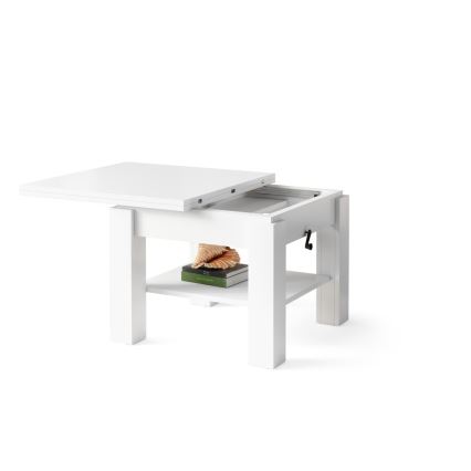 Rozkládací konferenční stůl se zvedací deskou CALEB 75/150x75 cm bílá