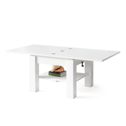 Rozkládací konferenční stůl se zvedací deskou CALEB 75/150x75 cm bílá
