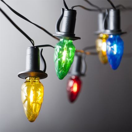 Rozšiřovací LED venkovní girlanda CONE FILAMENT 20xE10 14m barevná/teplá bílá IP44, Vyrobeno v EU