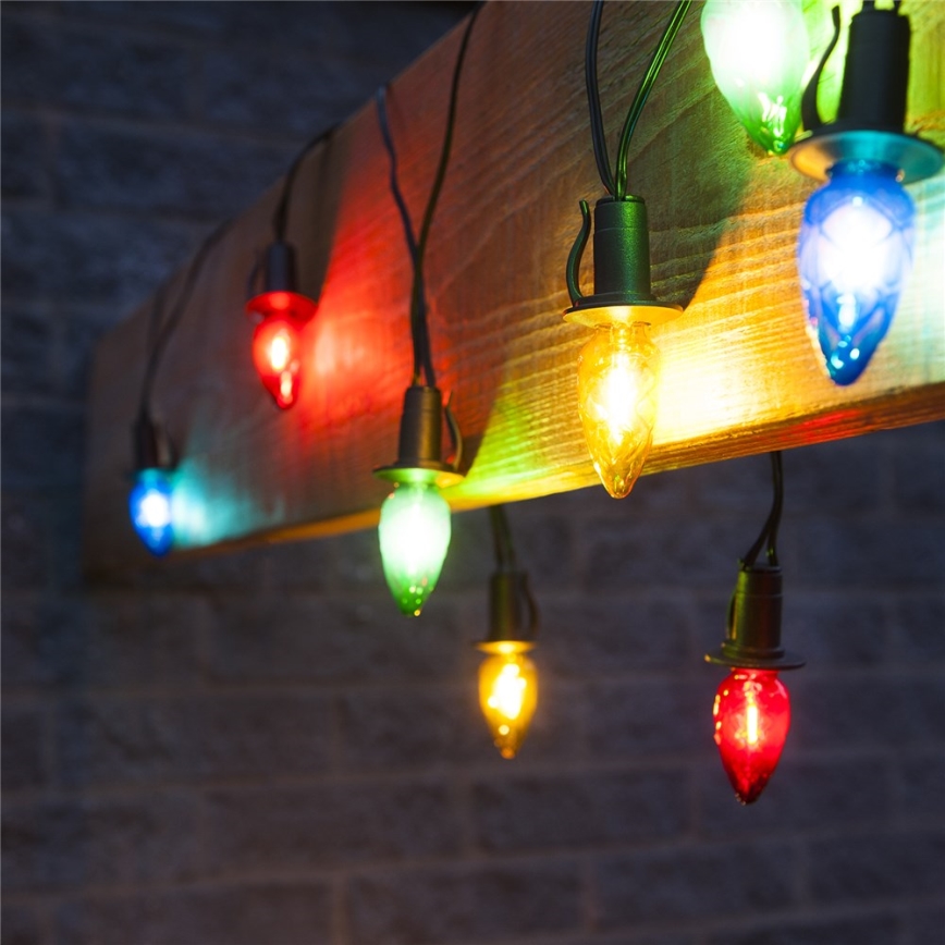 Rozšiřovací LED venkovní girlanda CONE FILAMENT 20xE10 14m barevná/teplá bílá IP44, Vyrobeno v EU