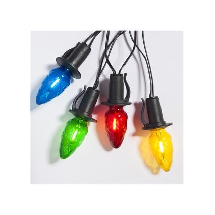 Rozšiřovací LED venkovní girlanda CONE FILAMENT 20xE10 14m barevná/teplá bílá IP44, Vyrobeno v EU