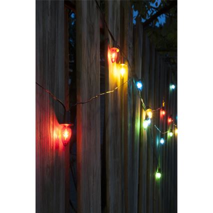 Rozšiřovací LED venkovní girlanda CONE FILAMENT 20xE10 14m barevná/teplá bílá IP44, Vyrobeno v EU