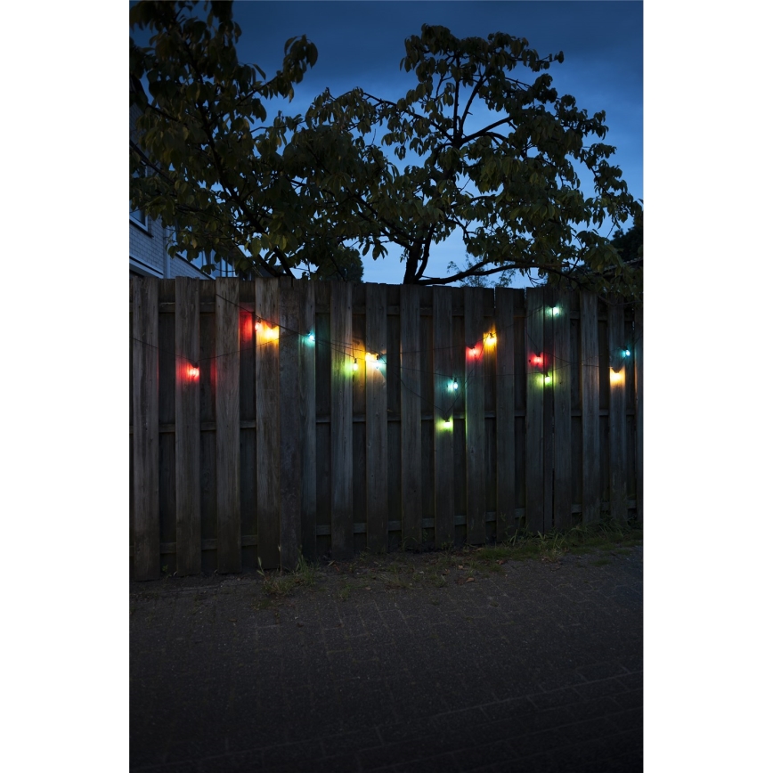Rozšiřovací LED venkovní girlanda CONE FILAMENT 20xE10 14m barevná/teplá bílá IP44, Vyrobeno v EU