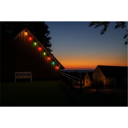 Rozšiřovací LED venkovní girlanda CONE FILAMENT 20xE10 14m barevná/teplá bílá IP44, Vyrobeno v EU