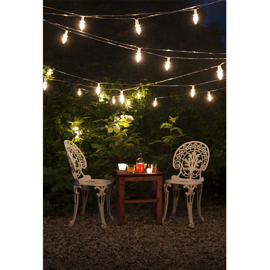 Rozšiřovací LED venkovní vánoční řetěz CONE FILAMENT 20xE10 14m čirá/teplá bílá IP44, Vyrobeno v ČR