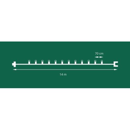 Rozšiřovací LED venkovní vánoční řetěz CONE FILAMENT 20xE10 14m čirá/teplá bílá IP44, Vyrobeno v ČR