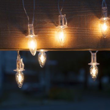 Rozšiřovací LED venkovní  řetěz CONE FILAMENT 20xE10 14m čirá/teplá bílá IP44, Vyrobeno v ČR