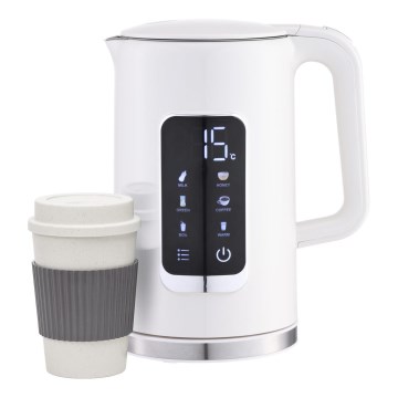 Rychlovarná konvice s LCD displejem 1,7 l 2200W/230V bílá + cestovní hrnek 450 ml