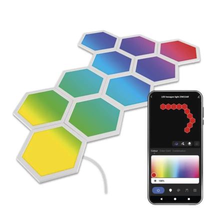 SADA 10x RGBIC Stmívatelný panel LED/1,9W/230V Wi-Fi Tuya