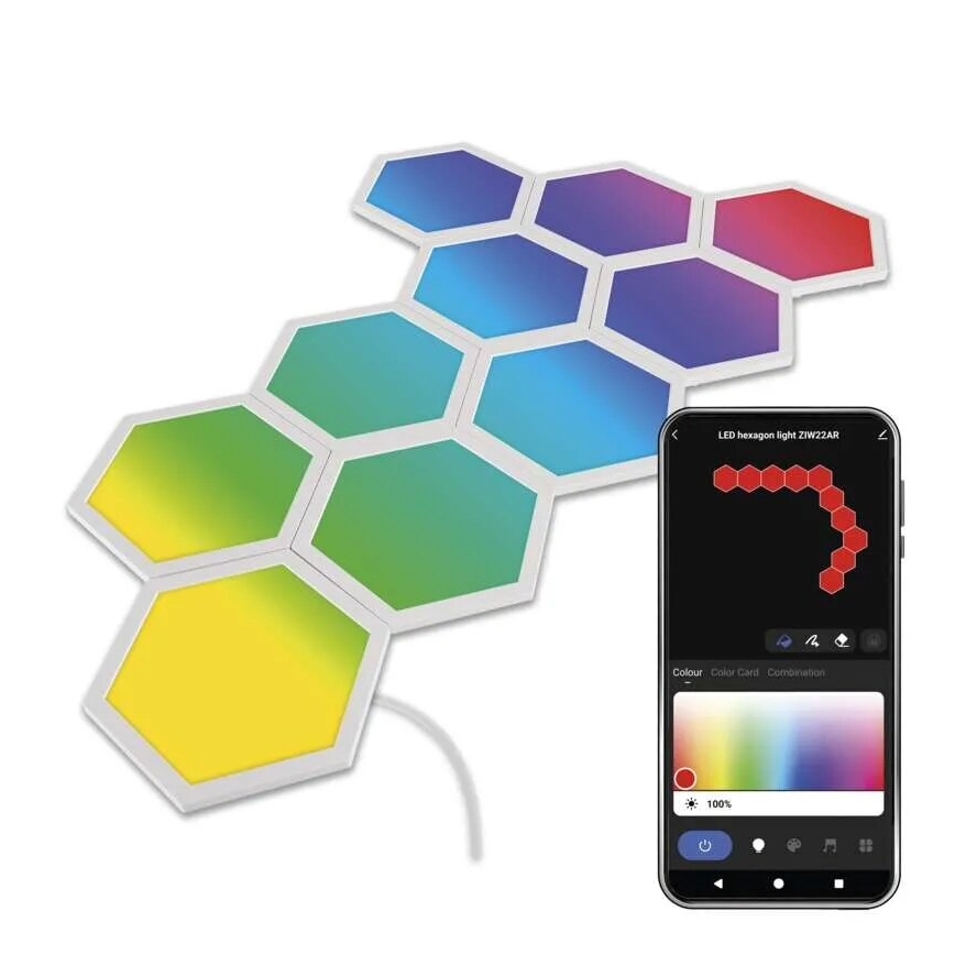 SADA 10x RGBIC Stmívatelný panel LED/1,9W/230V Wi-Fi Tuya