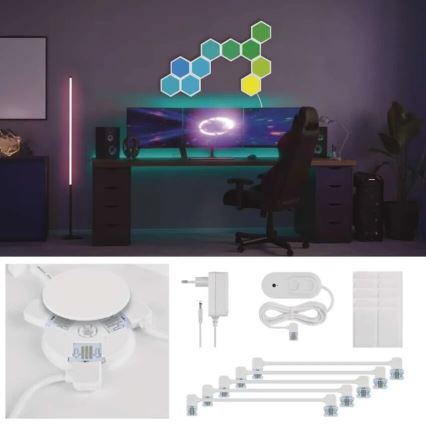 SADA 10x RGBIC Stmívatelný panel LED/1,9W/230V Wi-Fi Tuya
