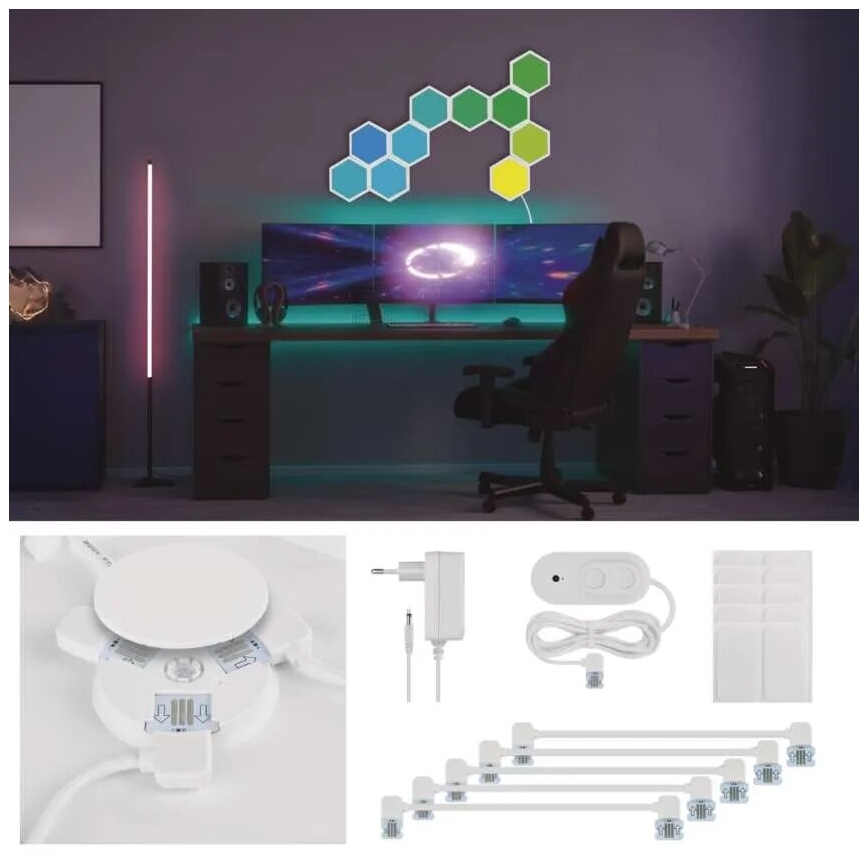 SADA 10x RGBIC Stmívatelný panel LED/1,9W/230V Wi-Fi Tuya