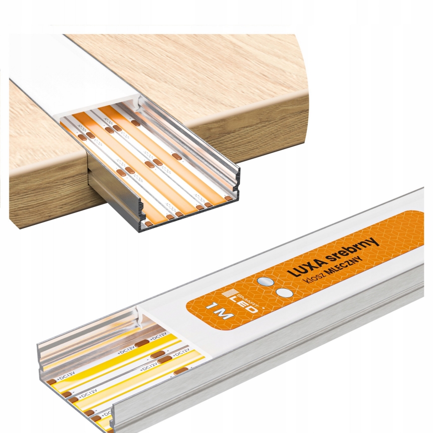 SADA 1x LED Pásek MYLIVING LIGHTSTRIP LED/22W/230V 5 m + 5x vestavný profil 1 m stříbrná/bílá