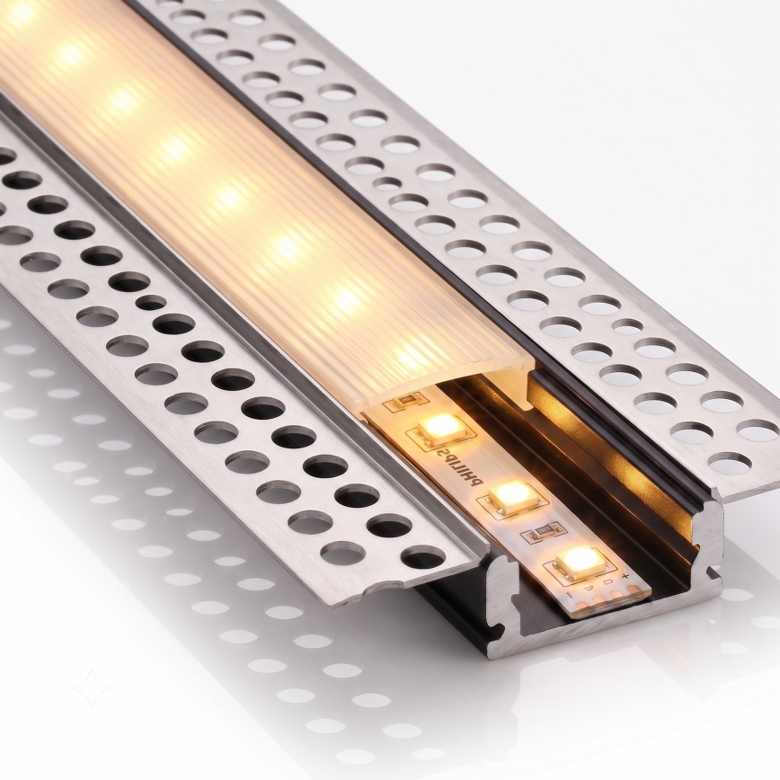 SADA 1x LED Pásek MYLIVING LIGHTSTRIP LED/22W/230V 5 m + 5x vestavný profil 1 m stříbrná/bílá