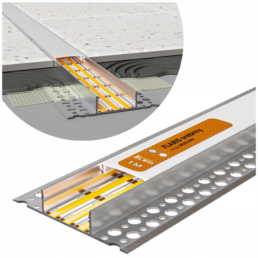SADA 1x LED Pásek MYLIVING LIGHTSTRIP LED/22W/230V 5 m + 5x vestavný profil 1 m stříbrná/bílá