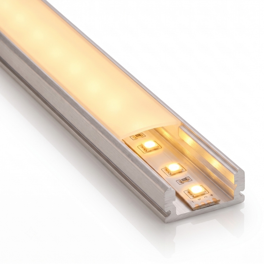 SADA 1x LED Pásek se senzorem pohybu FLEX LED/3,6W/4xAA 2 m + 2x vestavný profil 1 m stříbrná/bílá