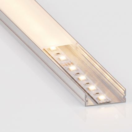 SADA 1x LED Pásek se senzorem pohybu FLEX LED/3,6W/4xAA 2 m + 2x vestavný profil 1 m stříbrná/bílá