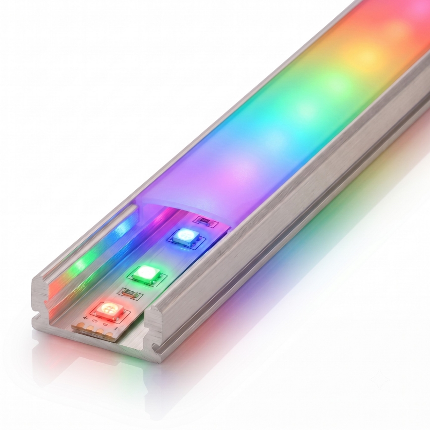 SADA 1x LED RGBW Stmívatelný pásek DIGITAL LED/9,6W/230V 3 m + 3x vestavný profil 1 m stříbrná/bílá + dálkové ovládání