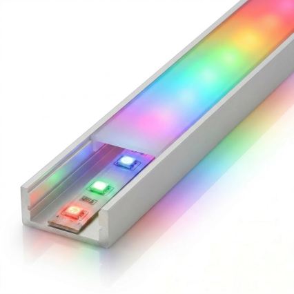 SADA 1x LED RGBW Stmívatelný pásek DIGITAL LED/9,6W/230V 3 m + 3x vestavný profil 1 m stříbrná/bílá + dálkové ovládání