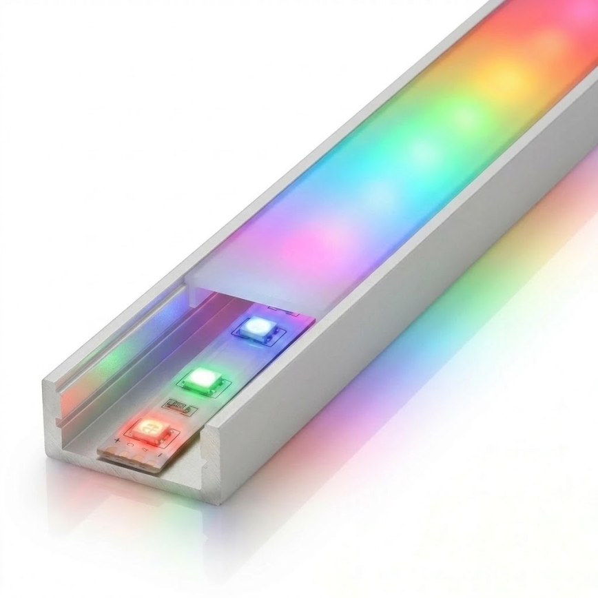 SADA 1x LED RGBW Stmívatelný pásek DIGITAL LED/9,6W/230V 3 m + 3x vestavný profil 1 m stříbrná/bílá + dálkové ovládání