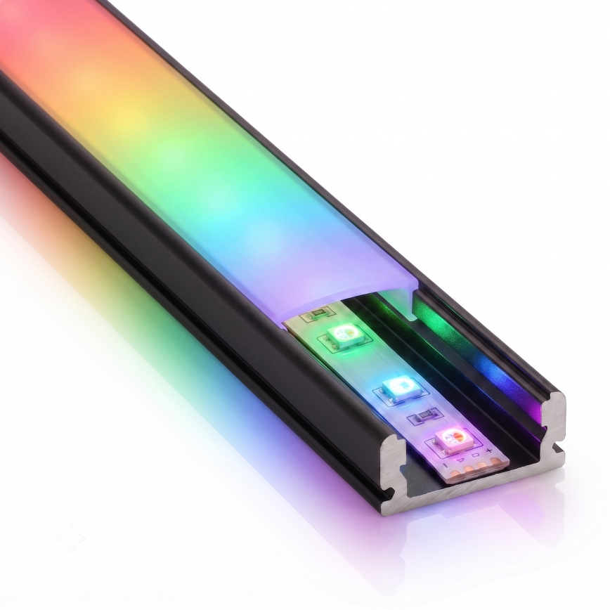 SADA 1x LED RGBW Stmívatelný pásek NEO LITE MUSIC LED/24W/230V 5 m IP65 Wi-Fi Tuya + 5x vestavný profil 1 m černá/bílá + dálkové ovládání